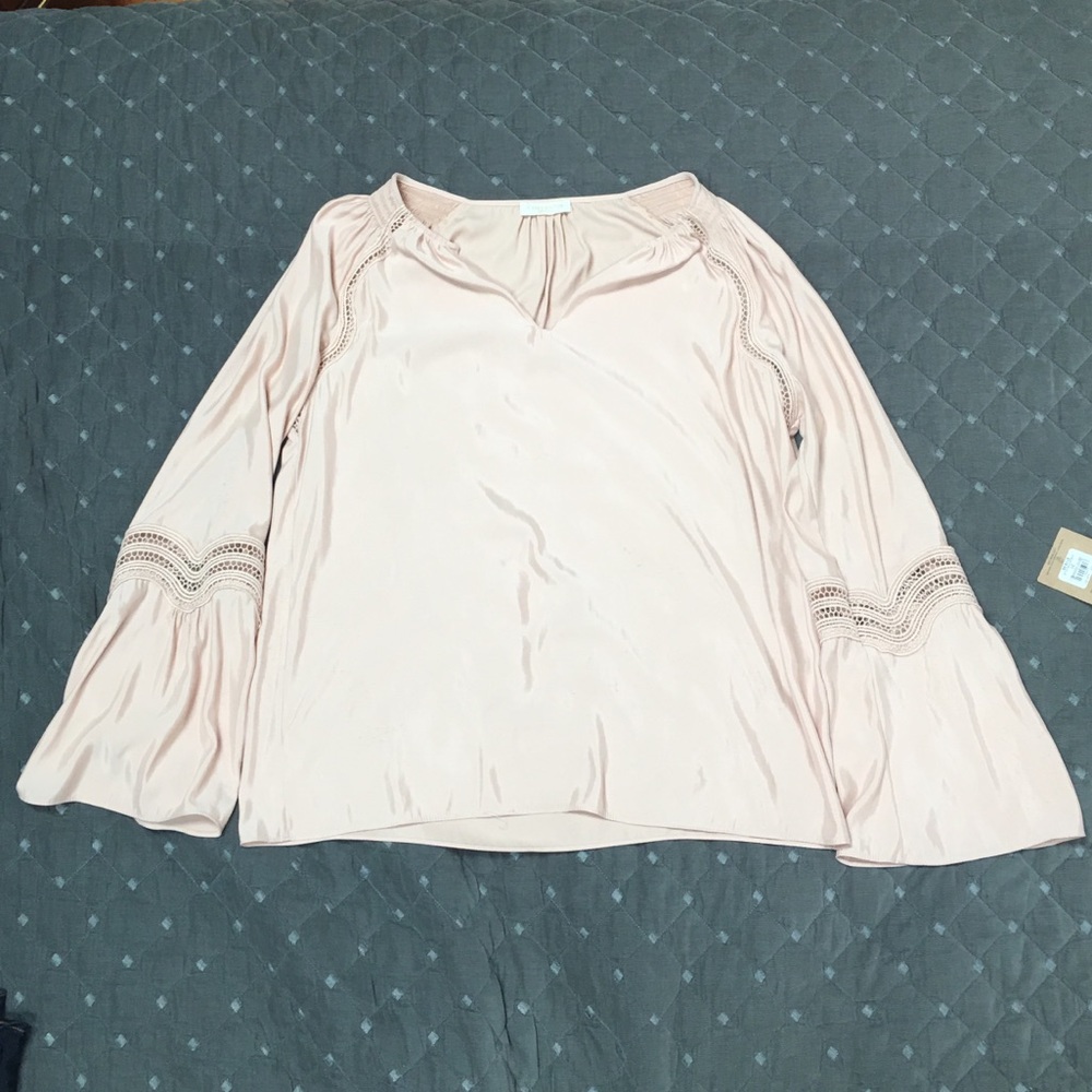 Ramy Brook New York Pink Wave Trim Blouse